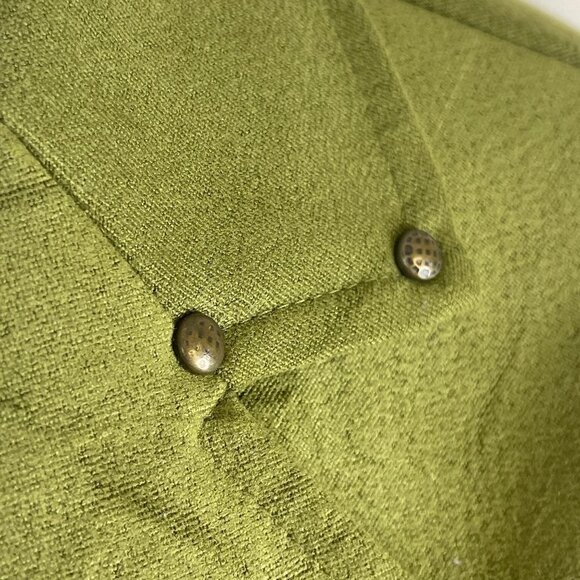 Vintage Womens Button Up Jacket Blazer Sz M OLIVE GREEN Crinkle Studded L/S - Picture 4 of 13